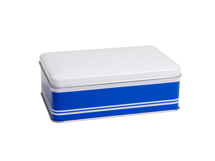 165 x 105 x 55 mm rectangular tin blue with white