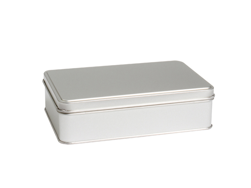 165 x 105 x 60 mm rectangular tin silver lid flat